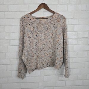 CHARMED HEARTS Marled Yarn Knit Batwing Sleeve Round Neck Sweater